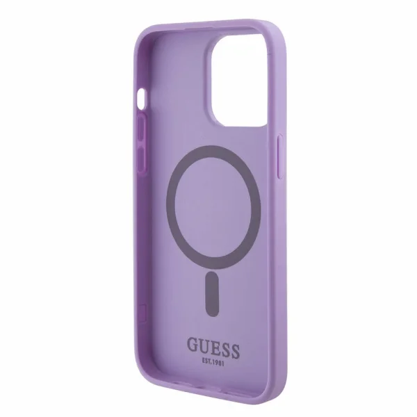 Калъф GUESS, PU Saffiano MagSafe за iPhone 15 Pro, GUHMP15LPSAHMCU, Лилав 4