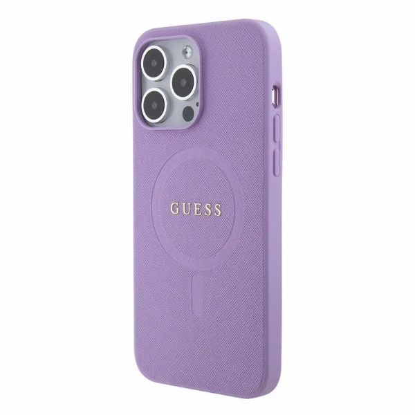 Калъф GUESS, PU Saffiano MagSafe за iPhone 15 Pro, GUHMP15LPSAHMCU, Лилав 2