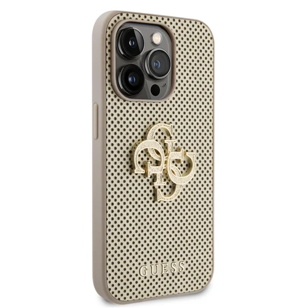 Калъф GUESS, PU Perforated 4G Glitter Metal Logo за iPhone 15 Pro Max, GUHCP15XPSP4LGD, Златист 3