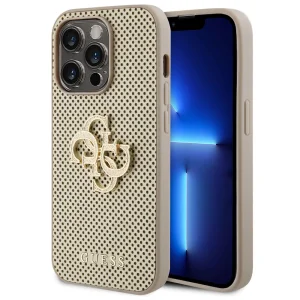 Калъф GUESS, PU Perforated 4G Glitter Metal Logo за iPhone 15 Pro Max, GUHCP15XPSP4LGD, Златист