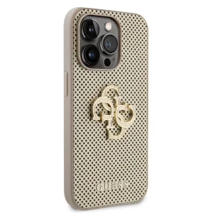 Калъф GUESS, PU Perforated 4G Glitter Metal Logo за iPhone 15 Pro Max, GUHCP15XPSP4LGD, Златист 3