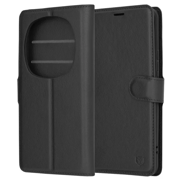 Калъф тефтер Techsuit Leather Folio за Huawei Honor Magic6 Pro, Черен 2
