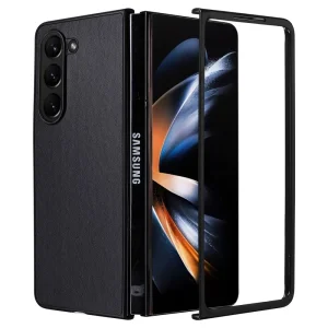 Удароустойчив калъф Leather Texture за Samsung Galaxy Z Fold6, Черен