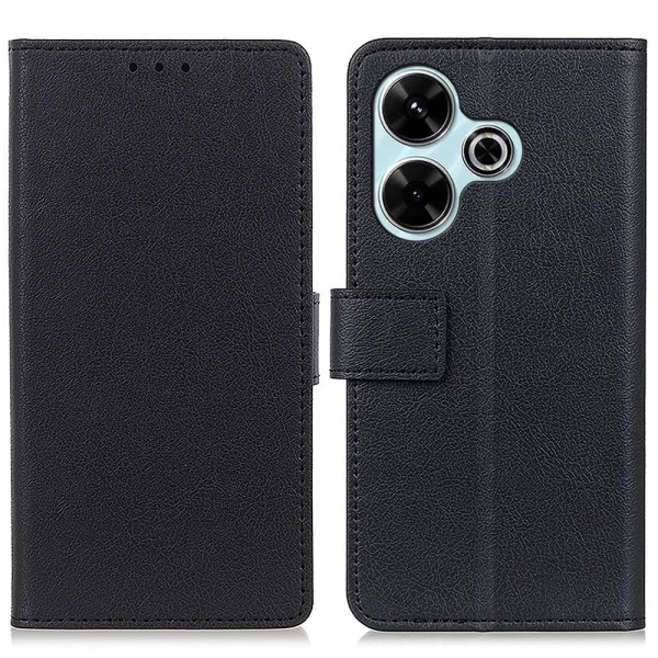 Калъф Тефтер Leather Wallet за Xiaomi Redmi 13 4G / Redmi 13 5G, Черен 1