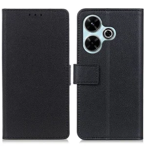 Калъф Тефтер Leather Wallet за Xiaomi Redmi 13 4G / Redmi 13 5G, Черен