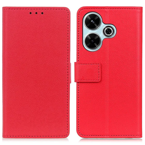 Калъф Тефтер Leather Wallet за Xiaomi Redmi 13 4G / Redmi 13 5G, Червен 1