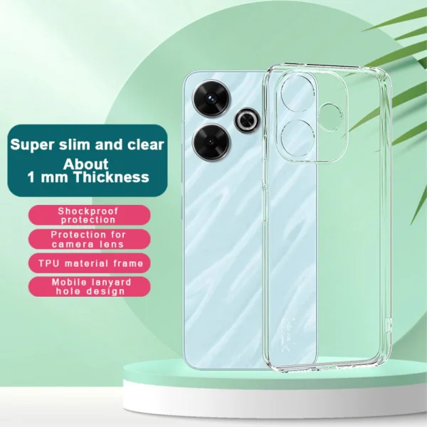 Силиконов калъф IMAK UX-5 за Xiaomi Redmi 13 5G /Redmi 13 4G / Note 13R 5G / Poco M6 4G, Прозрачен 3