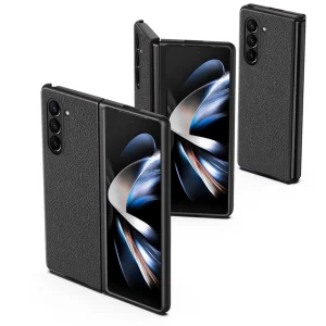Удароустойчив калъф Litchi Leather за Samsung Galaxy Z Fold6, Черен 5