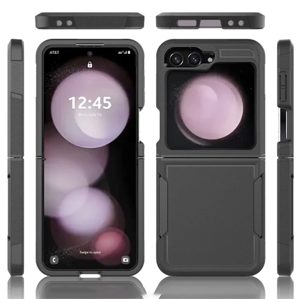 Удароустойчив калъф Hybrid за Samsung Galaxy Z Flip 6, Черен 4