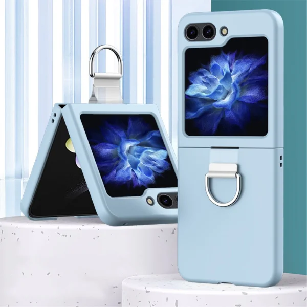 Удароустойчив калъф Skin Feel Ring за Samsung Galaxy Z Flip 6, Светло син 2