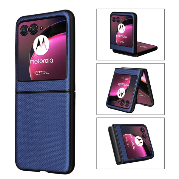 Силиконов Калъф Carbon Fibre Texture за Motorola Razr 40 Ultra 5G, Син 2