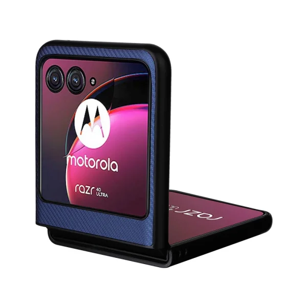 Силиконов Калъф Carbon Fibre Texture за Motorola Razr 40 Ultra 5G, Син 3