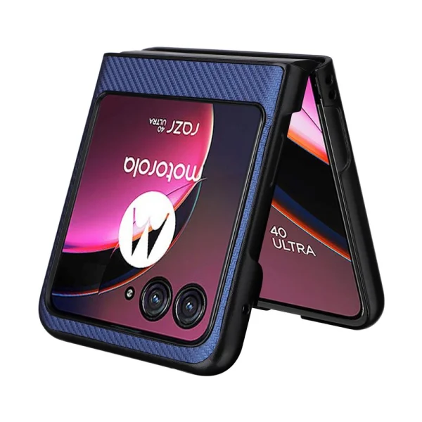 Силиконов Калъф Carbon Fibre Texture за Motorola Razr 40 Ultra 5G, Син 4