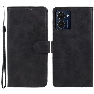 Leather Calf Texture Book Case for HMD Pulse Pro, Black