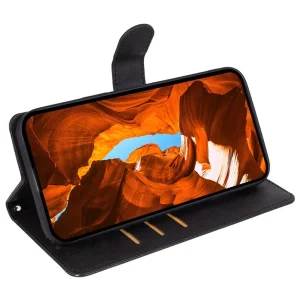 Калъф Тефтер Leather Calf Texture за HMD Pulse Pro, Черен 3