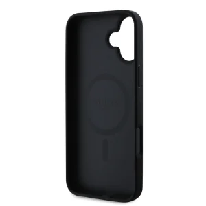 GUESS PU Leather Colored Ring MagSafe Case for iPhone 16, GUHMP16SG4GFRK, Black 5