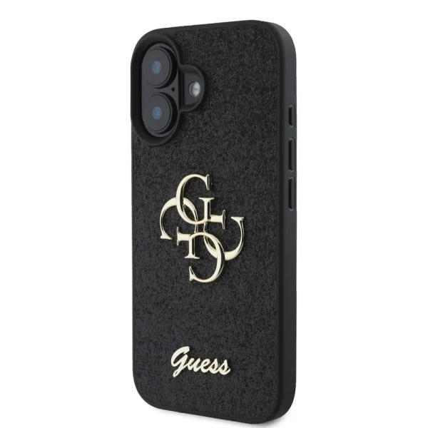 Калъф GUESS, PU Fixed Glitter 4G Metal Logo за iPhone 16, GUHCP16SHG4SGK, Черен 3