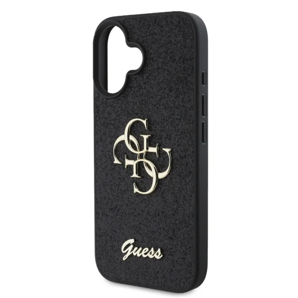 Калъф GUESS, PU Fixed Glitter 4G Metal Logo за iPhone 16, GUHCP16SHG4SGK, Черен 4