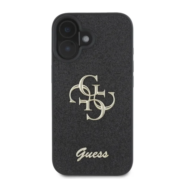 Калъф GUESS, PU Fixed Glitter 4G Metal Logo за iPhone 16, GUHCP16SHG4SGK, Черен 2