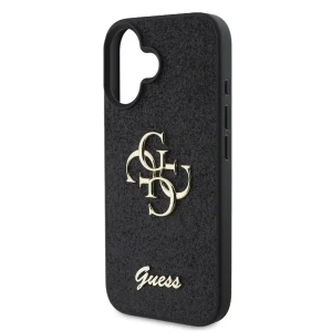 Калъф GUESS, PU Fixed Glitter 4G Metal Logo за iPhone 16, GUHCP16SHG4SGK, Черен 4