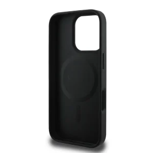 GUESS Case, PU Leather Colored Ring MagSafe for iPhone 16 Pro, GUHMP16LG4GFRK, Black 5