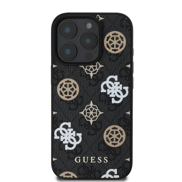 GUESS Case, PU 4G Peony MagSafe for iPhone 16 Pro, GUHMP16LP4PWPK, Black 2