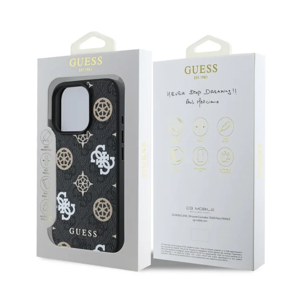 GUESS Case, PU 4G Peony MagSafe for iPhone 16 Pro, GUHMP16LP4PWPK, Black 6