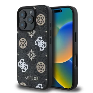 Калъф GUESS, PU 4G Peony MagSafe за iPhone 16 Pro, GUHMP16LP4PWPK, Черен