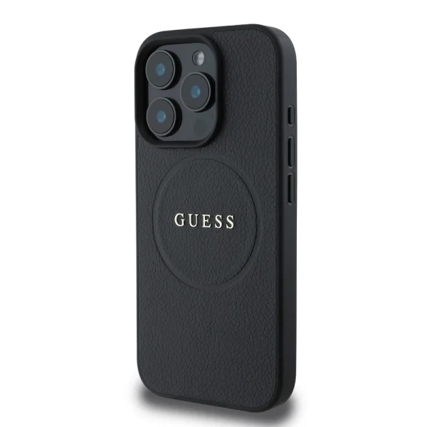 GUESS Case, PU Grained Classic Logo MagSafe for iPhone 16 Pro Max, GUHMP16XPGHSMMK, Black 3