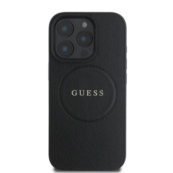 GUESS Case, PU Grained Classic Logo MagSafe for iPhone 16 Pro Max, GUHMP16XPGHSMMK, Black 2