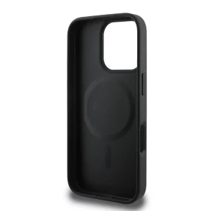 GUESS Case, PU Grained Classic Logo MagSafe for iPhone 16 Pro Max, GUHMP16XPGHSMMK, Black 5