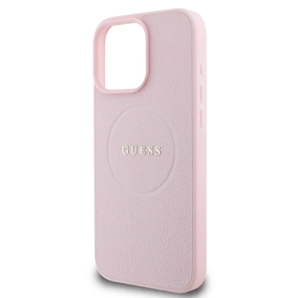 GUESS Case, PU Grained Classic Logo MagSafe for iPhone 16 Pro Max, GUHMP16XPGHSMMP, Pink 4