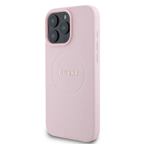 GUESS Case, PU Grained Classic Logo MagSafe for iPhone 16 Pro Max, GUHMP16XPGHSMMP, Pink 3