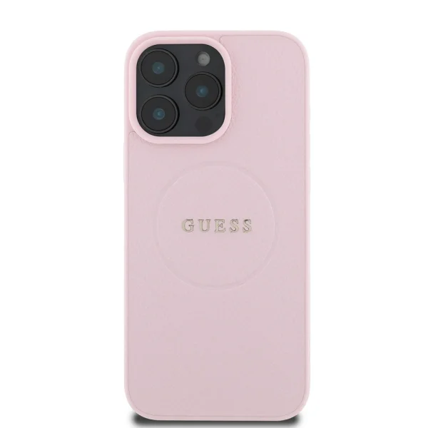 GUESS Case, PU Grained Classic Logo MagSafe for iPhone 16 Pro Max, GUHMP16XPGHSMMP, Pink 2