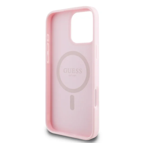 GUESS Case, PU Grained Classic Logo MagSafe for iPhone 16 Pro Max, GUHMP16XPGHSMMP, Pink 5