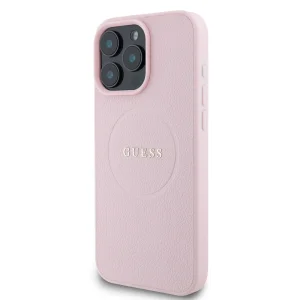 GUESS Case, PU Grained Classic Logo MagSafe for iPhone 16 Pro Max, GUHMP16XPGHSMMP, Pink 3
