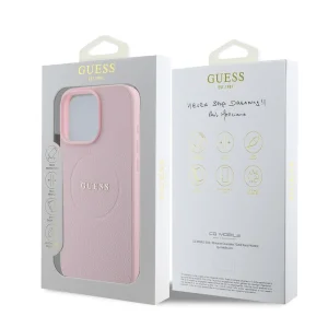 GUESS Case, PU Grained Classic Logo MagSafe for iPhone 16 Pro Max, GUHMP16XPGHSMMP, Pink 6