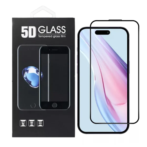 Стъклен Протектор 5D Full Glue за iPhone 16, Черен 2