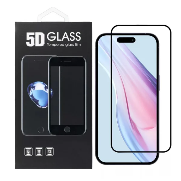 5D Full Glue Glass Screen Protector for iPhone 16 Pro, Black 2