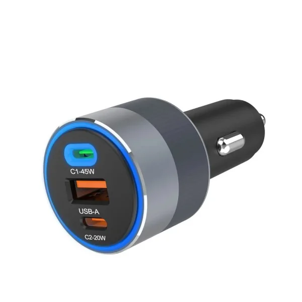 Зарядно за кола 12V Forcell F-Energy, 65W, PD, QC4.0, 2xUSB C, USB-A, Alu Car Charger 2