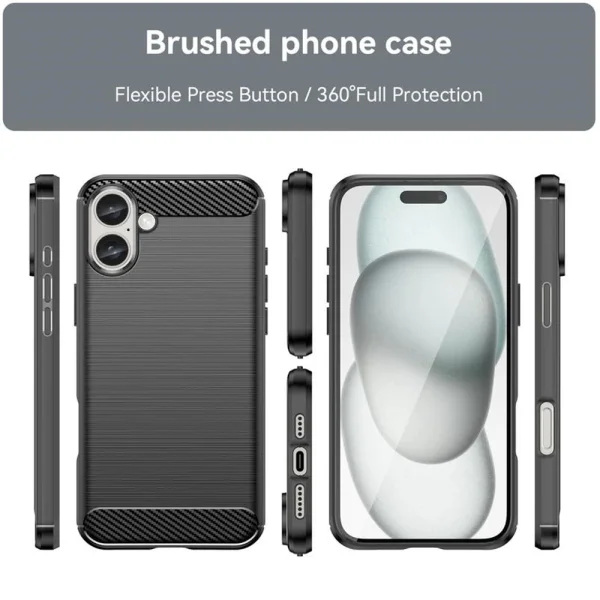 Силиконов Калъф Carbon за iPhone 16, Черен 2