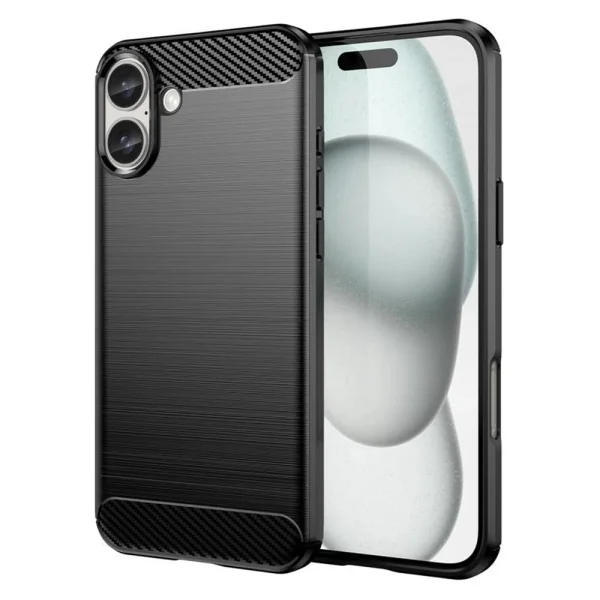 Силиконов Калъф Carbon за iPhone 16, Черен 1