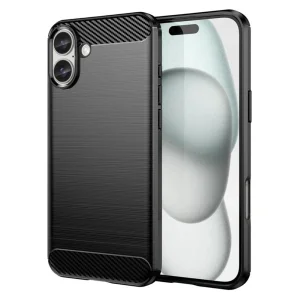 Силиконов Калъф Carbon за iPhone 16, Черен