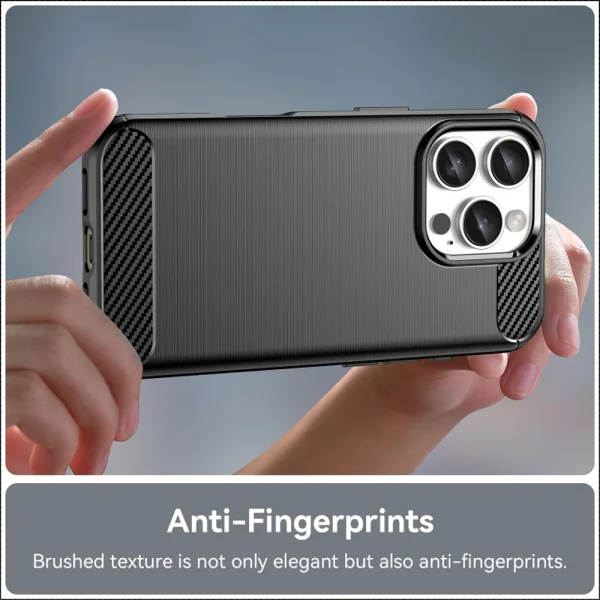 Carbon Fibre Brushed Silicone Case for iPhone 16 Pro Max, Black 5