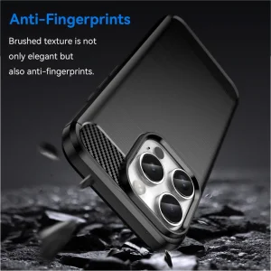 Carbon Fibre Brushed Silicone Case for iPhone 16 Pro Max, Black 3