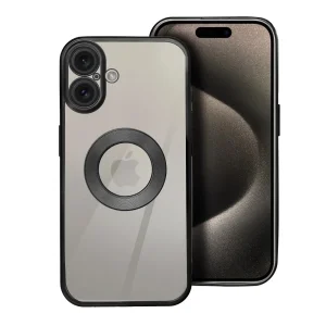 Силиконов калъф Glam за iPhone 16, Черен