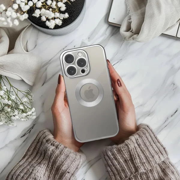 Glam Silicone Case for iPhone 16 Pro, Silver 4
