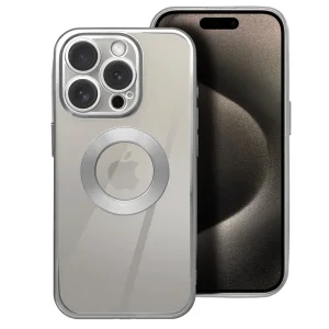 Силиконов калъф Glam за iPhone 16 Pro, Сребрист