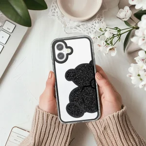 Shockproof Teddy Bear Case for iPhone 16, Black 3