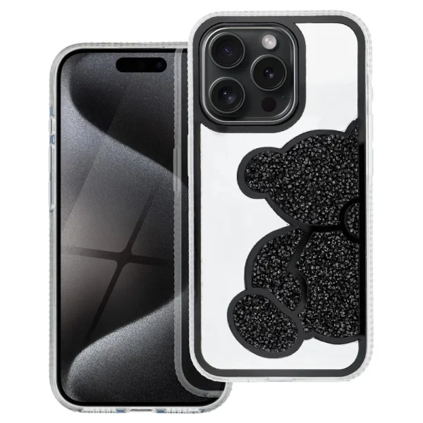 Shockproof Teddy Bear Case for iPhone 16 Pro, Black 1